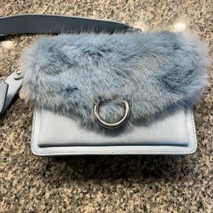 Rebecca Minkoff Faux Fur Jean Crossbody in Powder Blue